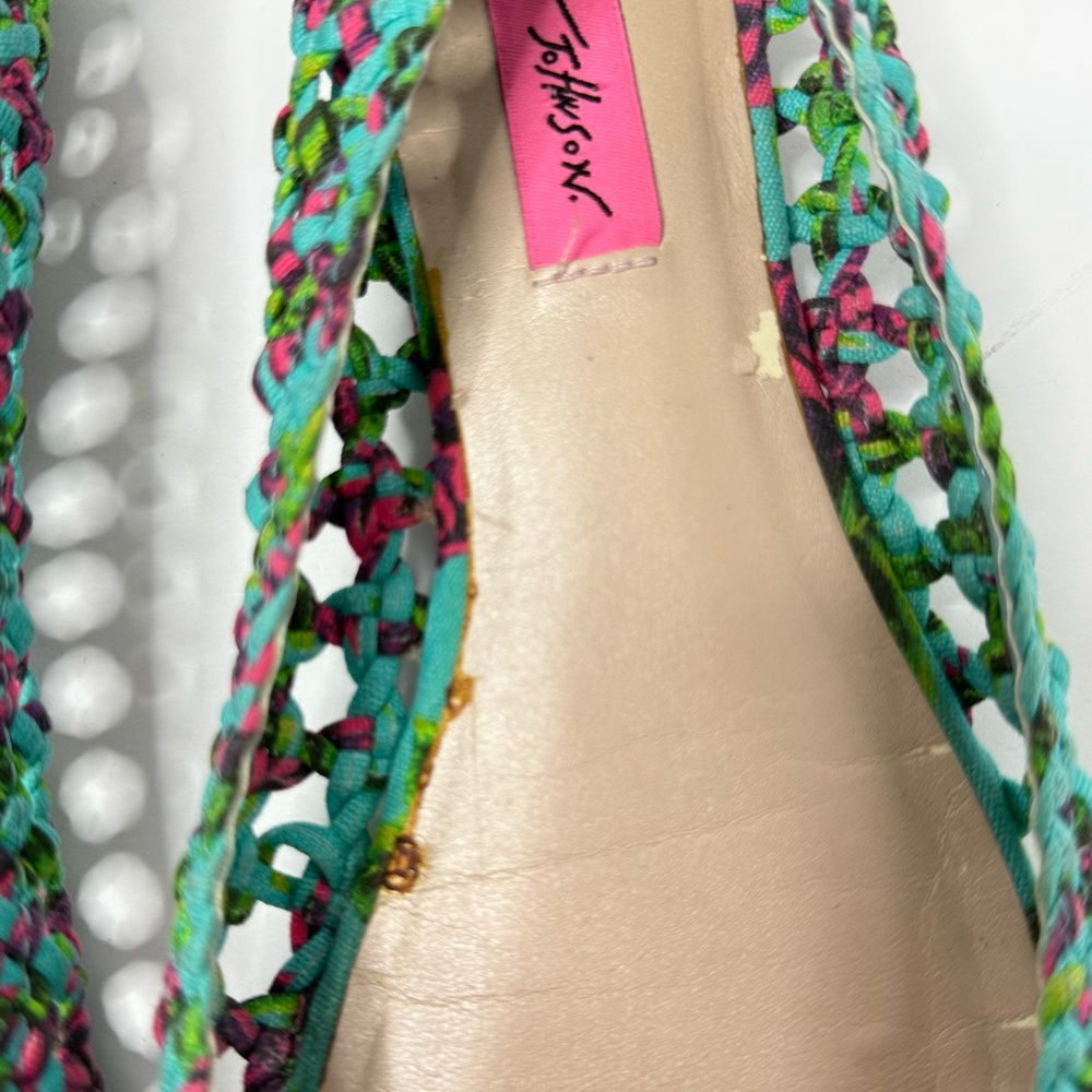 Betsey Johnson Teal Floral Bow Ballet Flats - Picture 6 of 8